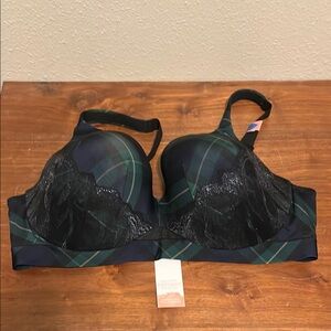 Cacique Lightly Lined Full Coverage Plaid Lace Women's Bra 44DD‎
